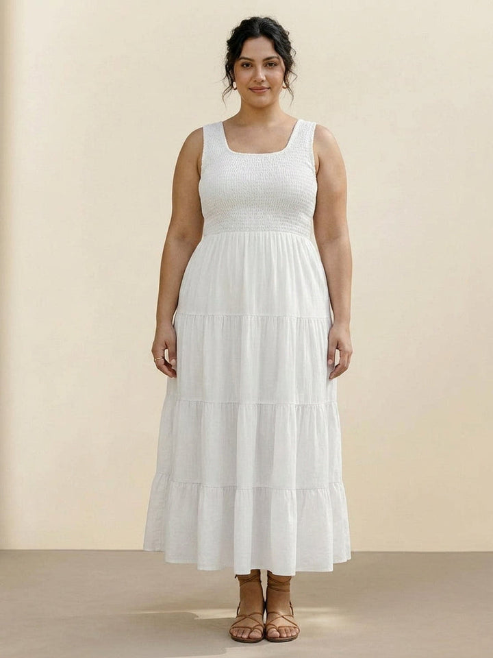 Cassia - Smocked Uten Ermer Maxi Kjole