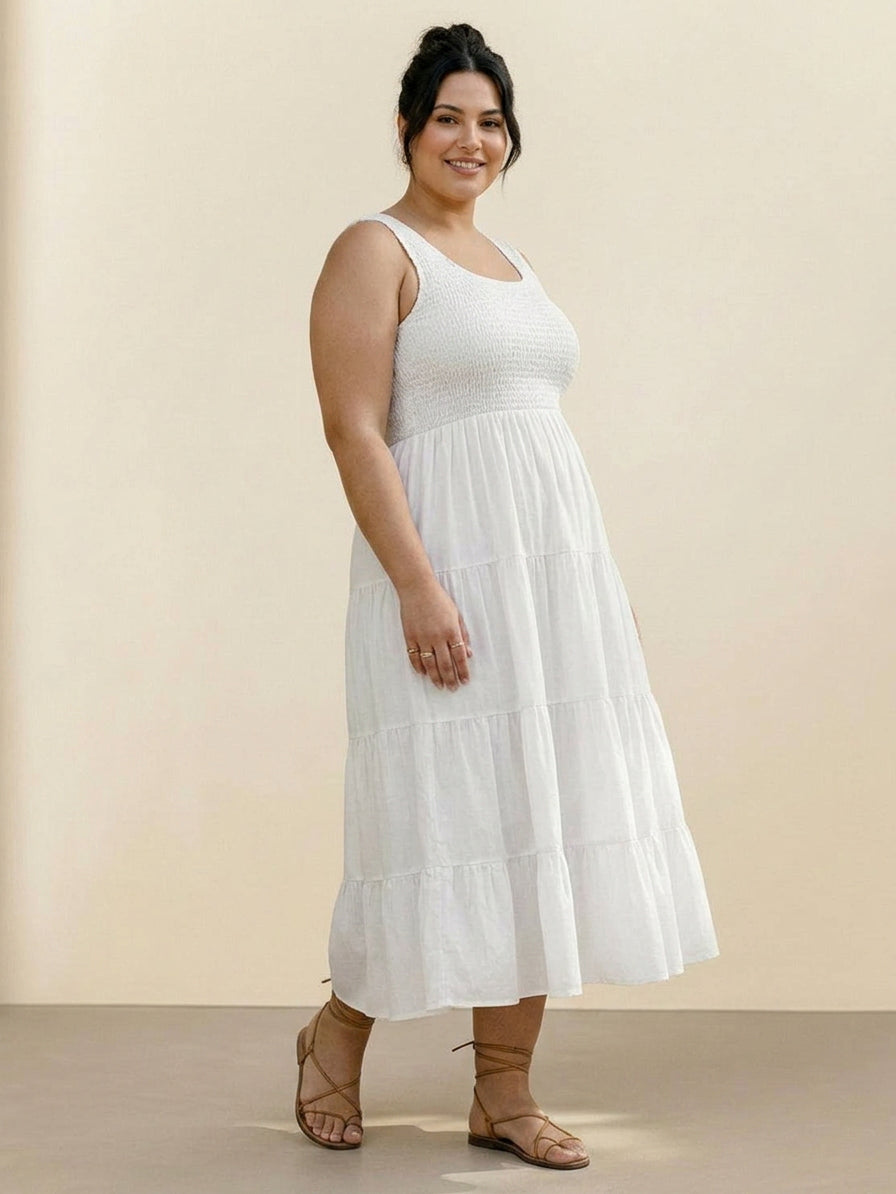 Cassia - Smocked Uten Ermer Maxi Kjole