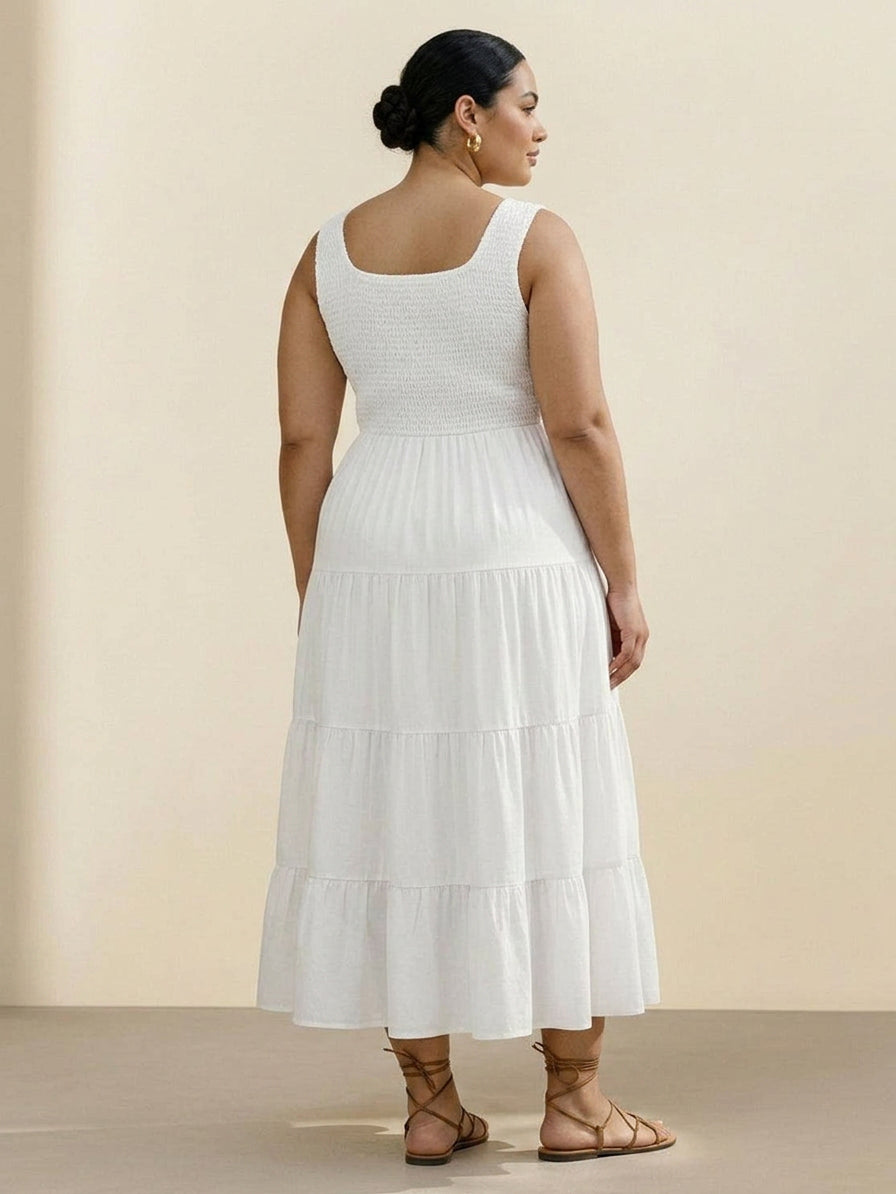 Cassia - Smocked Uten Ermer Maxi Kjole