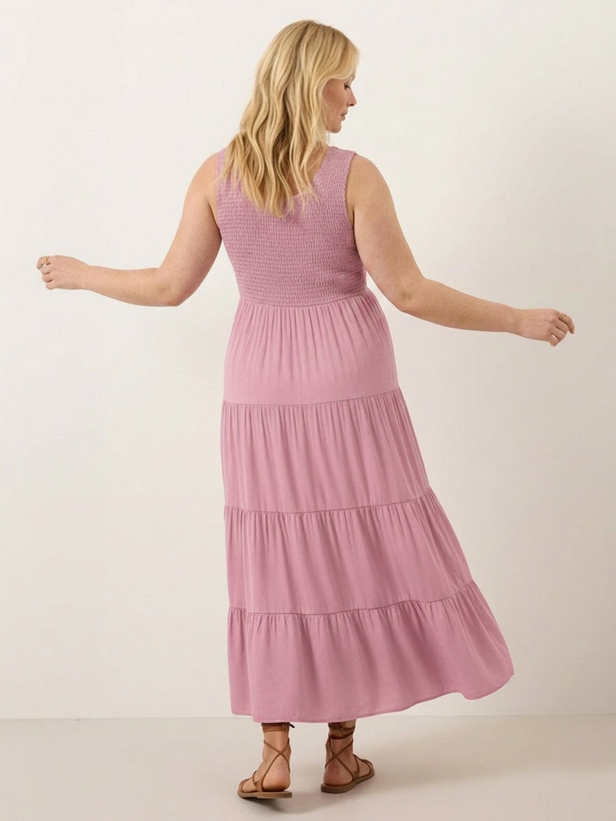Cassia - Smocked Uten Ermer Maxi Kjole