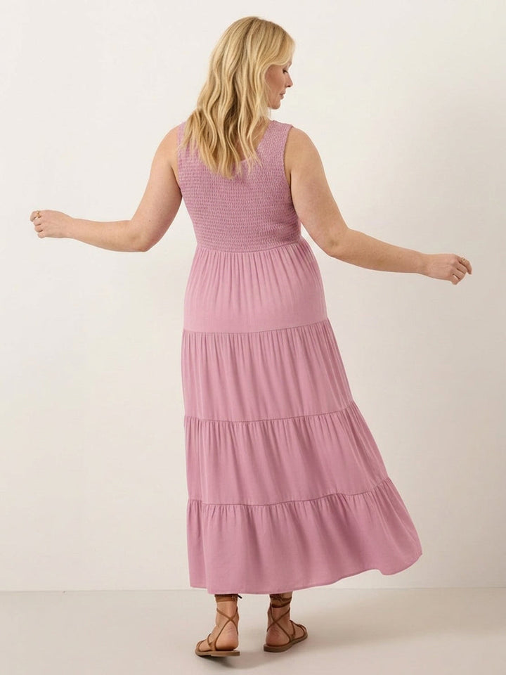 Cassia - Smocked Uten Ermer Maxi Kjole