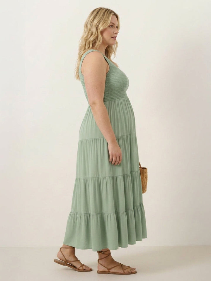Cassia - Smocked Uten Ermer Maxi Kjole