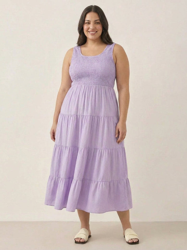 Cassia - Smocked Uten Ermer Maxi Kjole