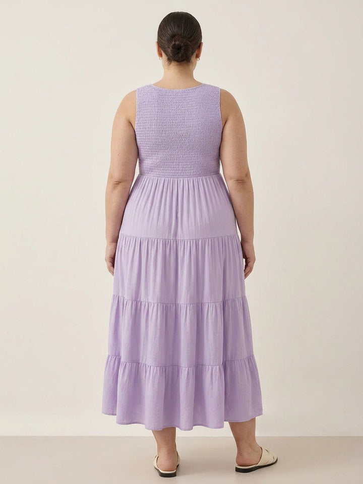 Cassia - Smocked Uten Ermer Maxi Kjole