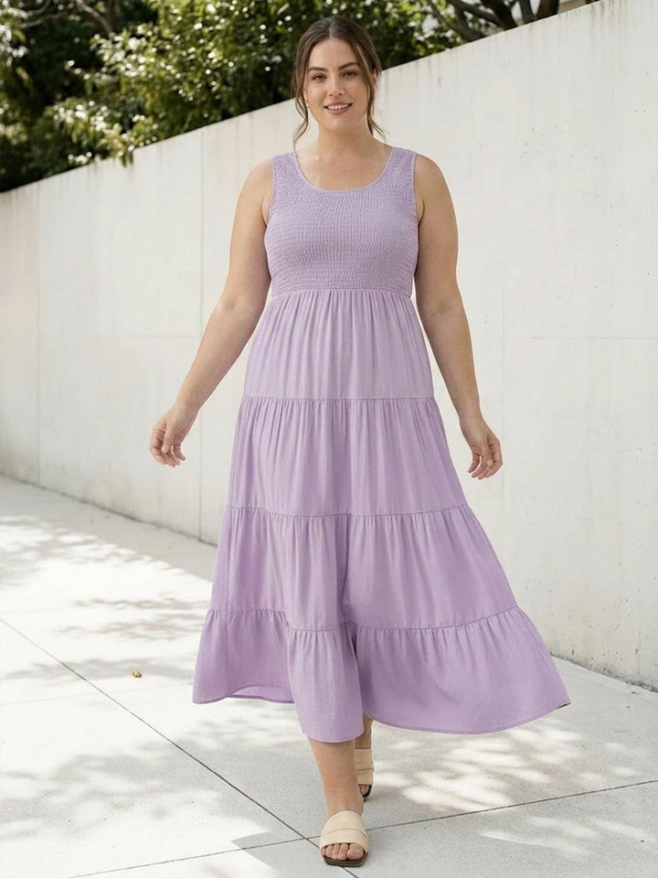 Cassia - Smocked Uten Ermer Maxi Kjole