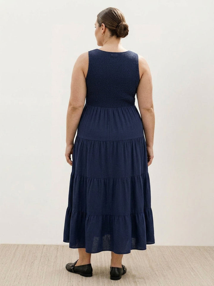 Cassia - Smocked Uten Ermer Maxi Kjole
