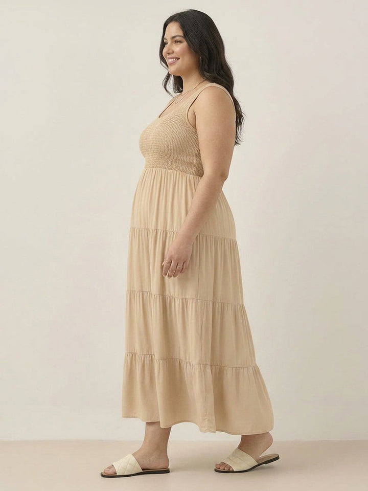 Cassia - Smocked Uten Ermer Maxi Kjole