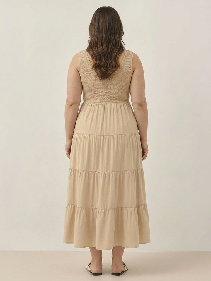 Cassia - Smocked Uten Ermer Maxi Kjole