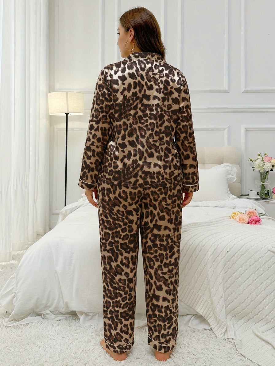 Anouk | 2-delt kosedress med krage i leopardmønster