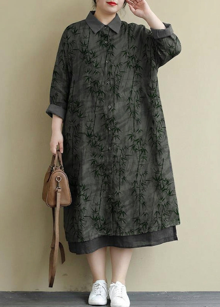 Isolde - Rød Lin Skjortekjole Casual Oversize Vår Maxi Kjoler
