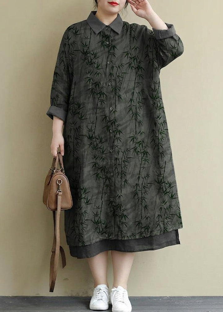 Isolde - Rød Lin Skjortekjole Casual Oversize Vår Maxi Kjoler