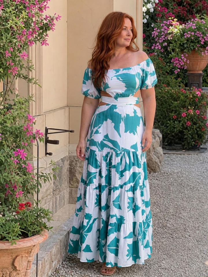 Cassia | Off Shoulder Cutout Midje Maxi Kjole