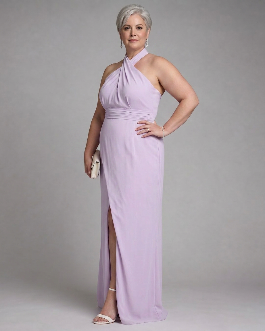 Nia | Krysser Halter Drapert Midi Kjole