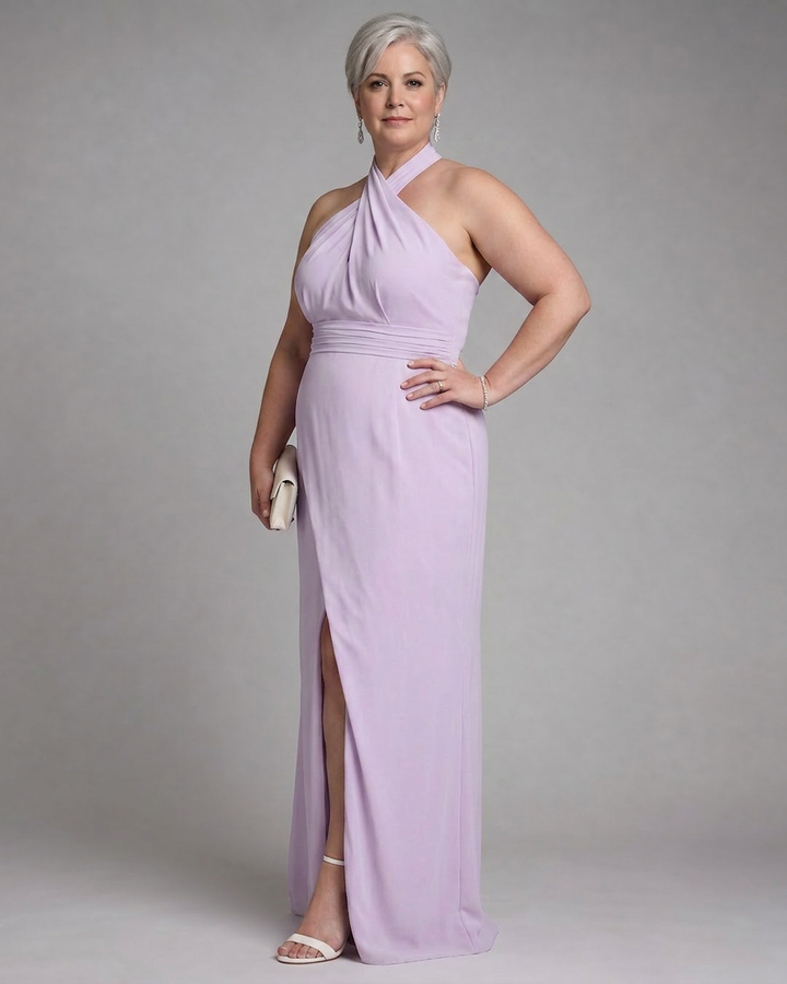 Nia | Krysser Halter Drapert Midi Kjole