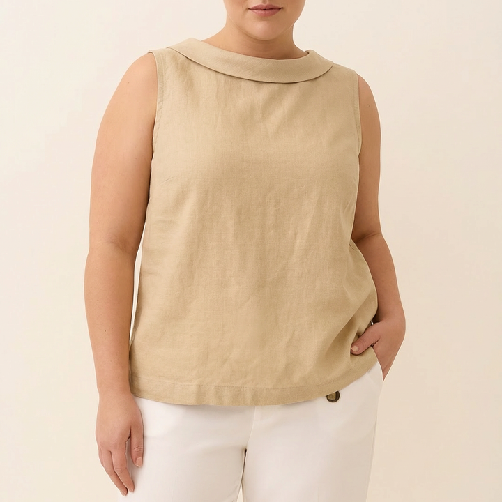 Genevieve | Ermeløs Roll Collar Top