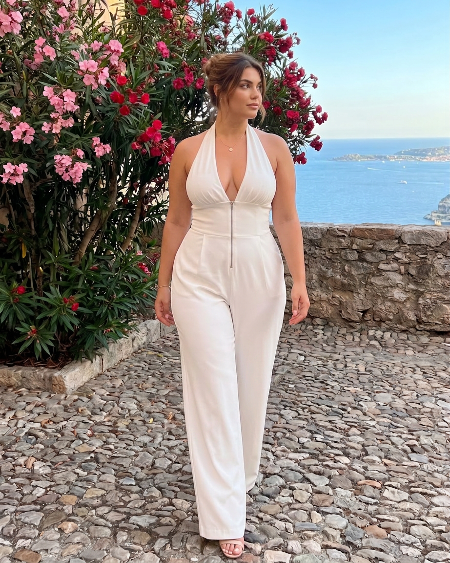 Amina | Halterneck Vid Ben Uten Ermer Jumpsuit