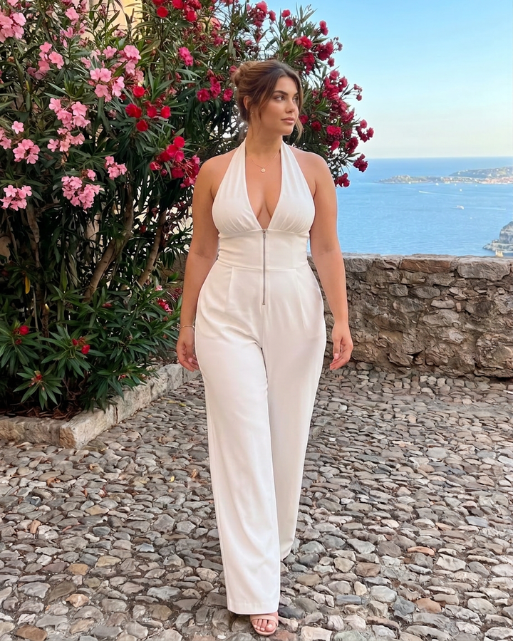 Amina | Halterneck Vid Ben Uten Ermer Jumpsuit