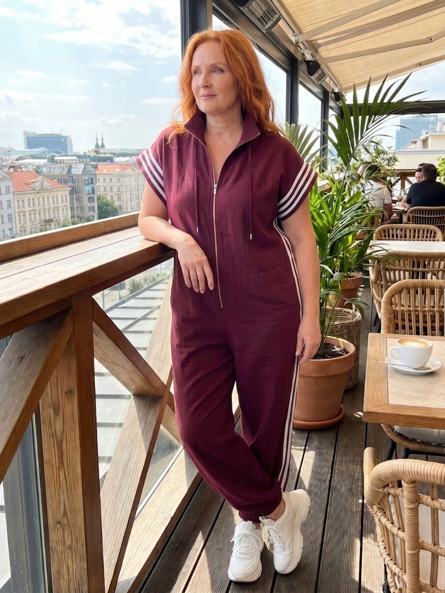 Winslow | Zip Front Stripe Panel Jumpsuit