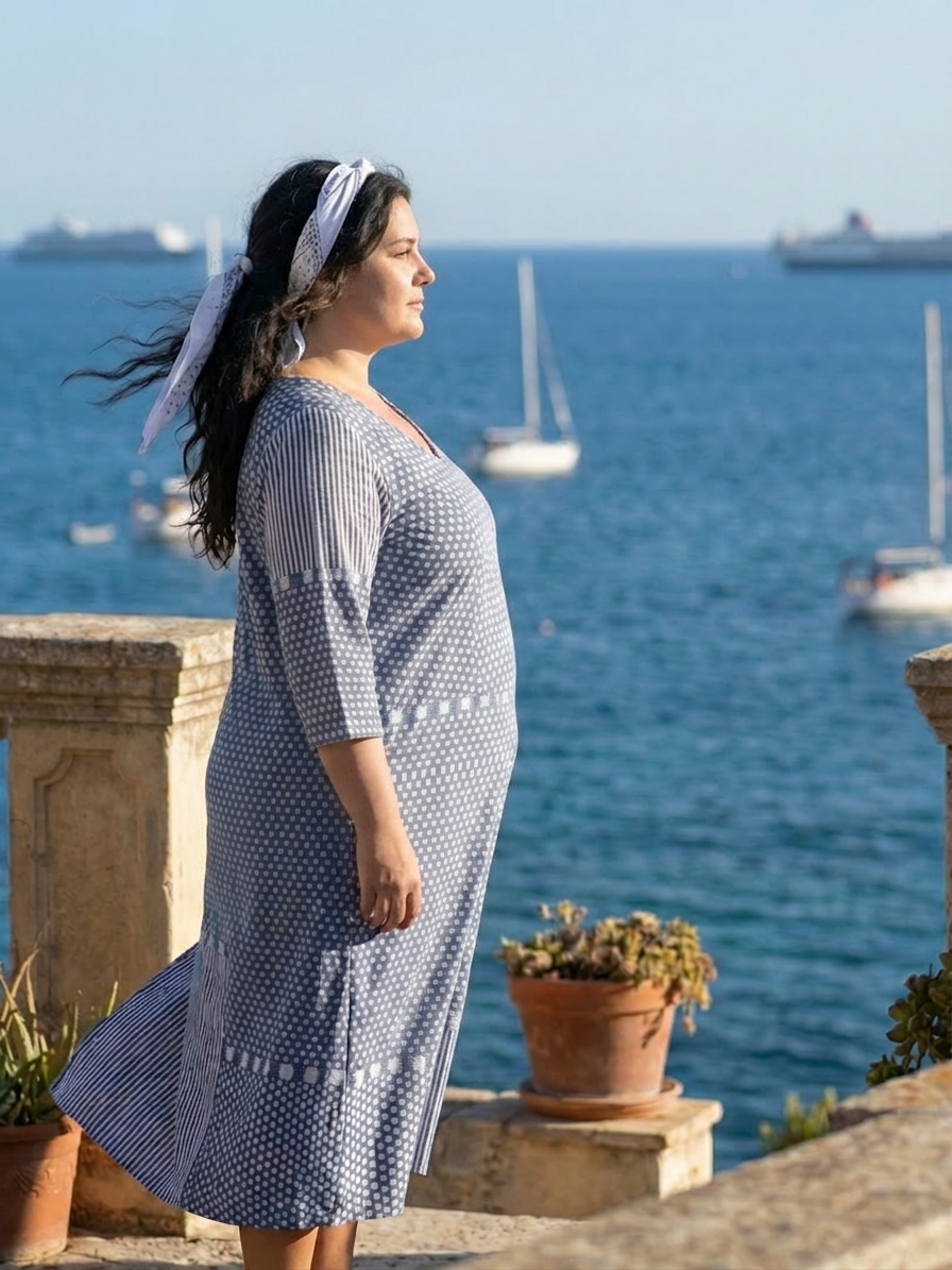 Theodora | Passform Patchwork Midi Kjole
