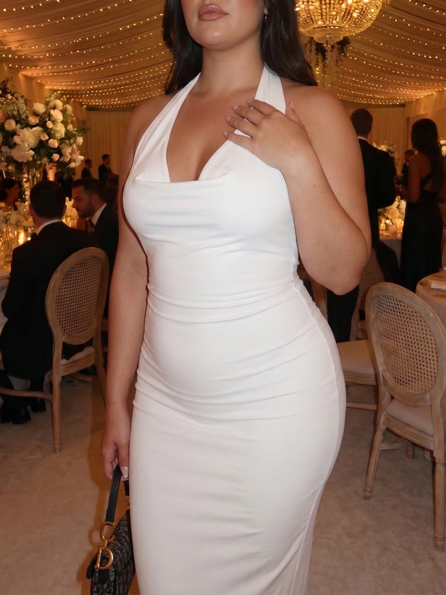 Ingrid | Halterneck Fitted Silhouette Midi Kjole