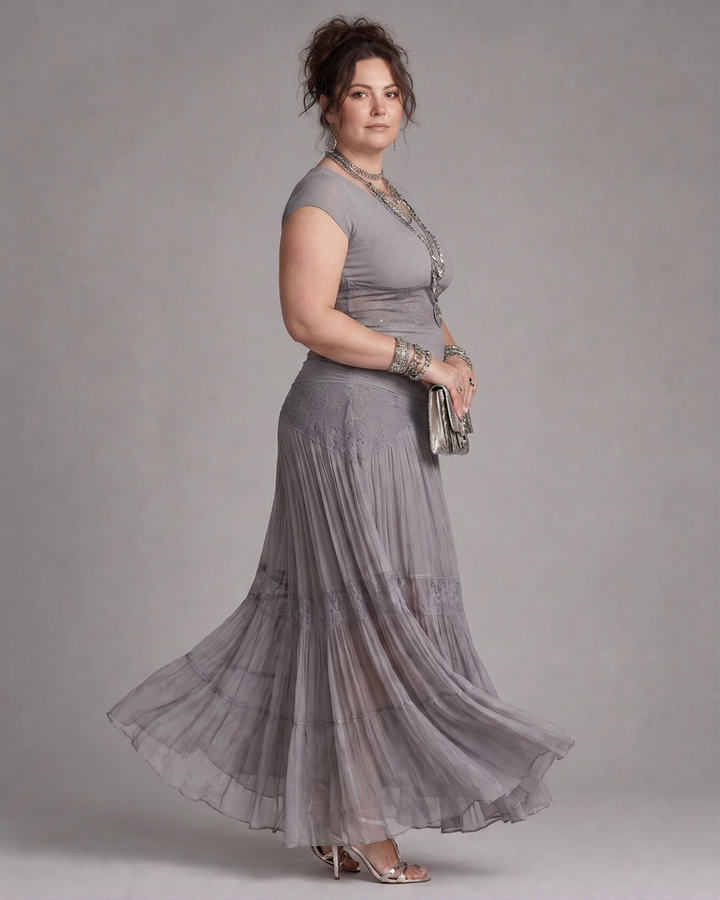 Magnolia | Drapert Crop Top og Plisserte Maxi Skjørt Sett