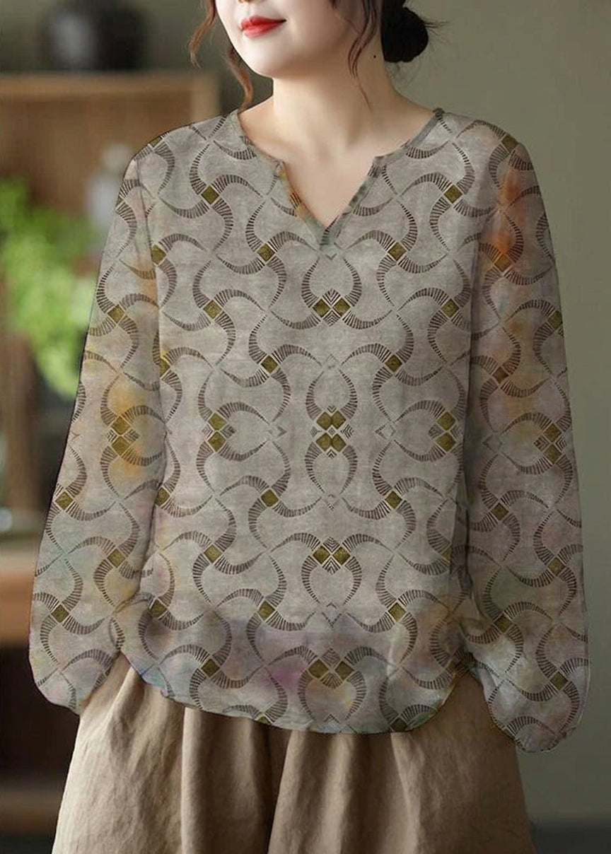 Zinnia - Floral Fall Bluse Langermet