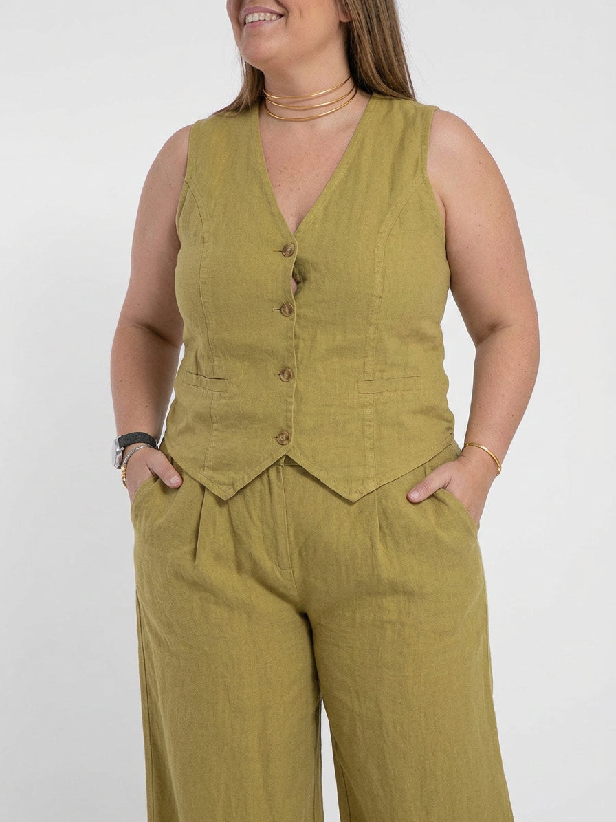 Seraphina – Koordinerende Sett Elegant To-Delt Med Vest &amp; Bukser Vid Bein