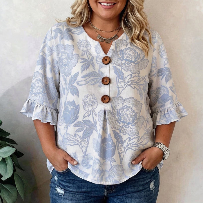 Lucienne | Vintage Blomstertrykk Bluse
