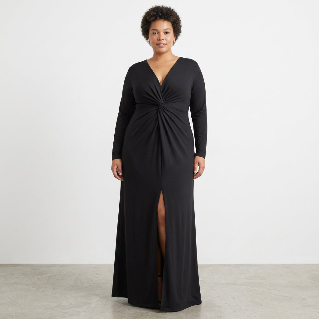 Hana V-hals Plisserte Kjole: Elegant Slim Fit Kveldsstil