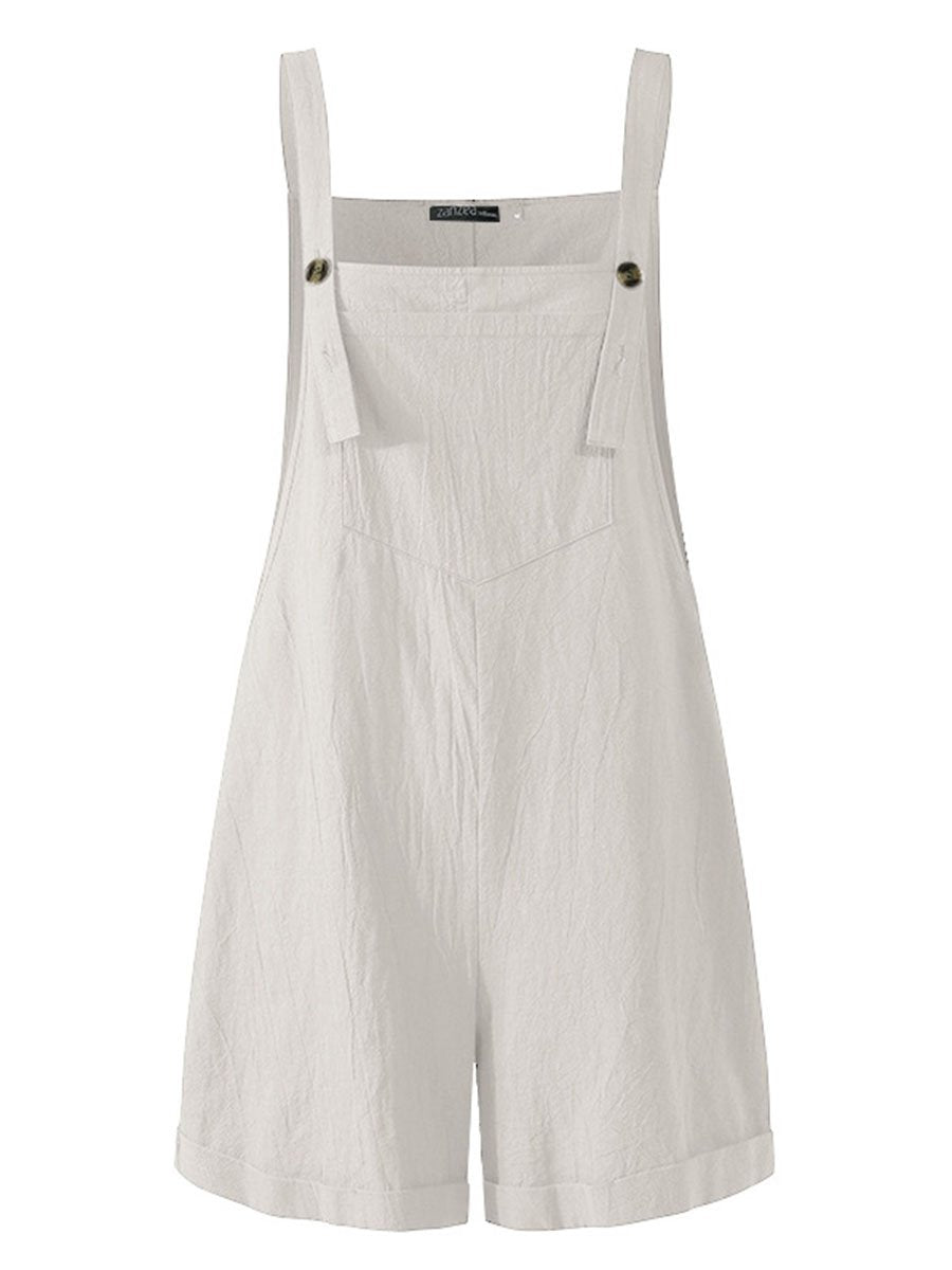 Arabella - Solide Suspenders Stropper Løs Bibbed Romper