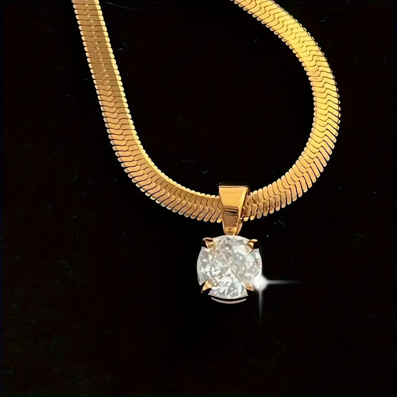 Elegant Rhinestone Pendel Halskjede | Gull