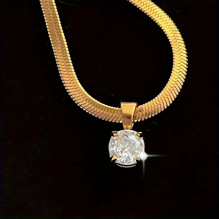 Elegant Rhinestone Pendel Halskjede | Gull