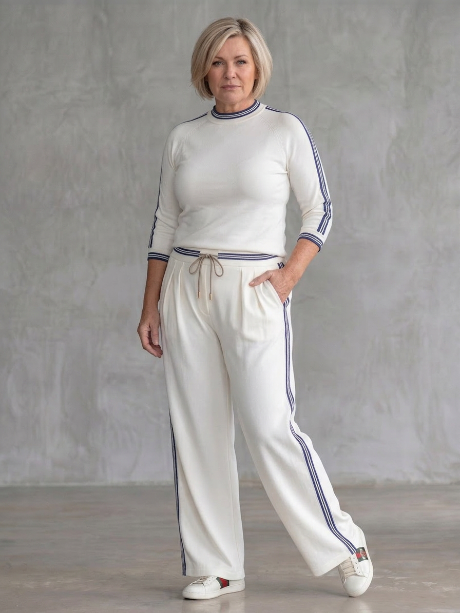 Alma | Fitted Langermet Topp Bred Beina Bukse Sett