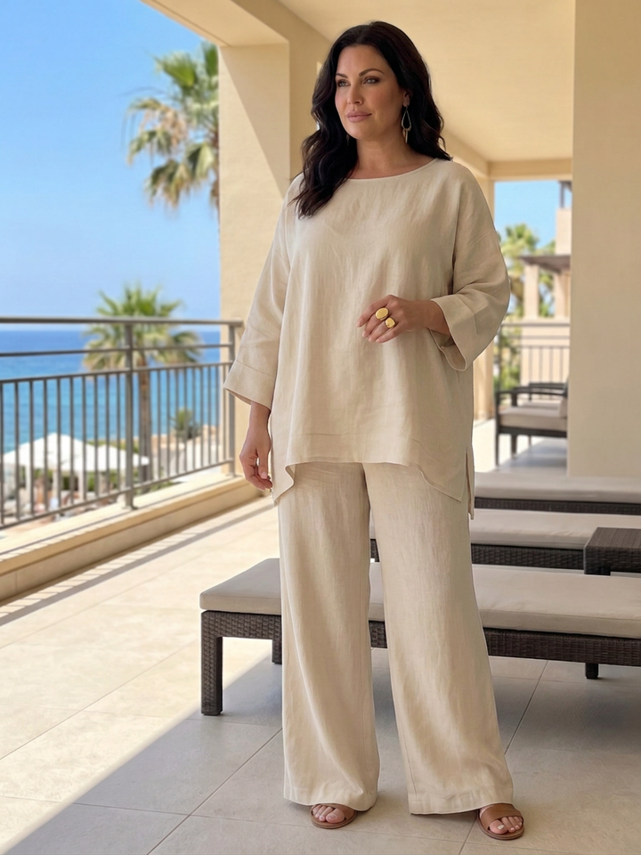 Isabeau | Oversized Tunika og Vide Bukser Sett
