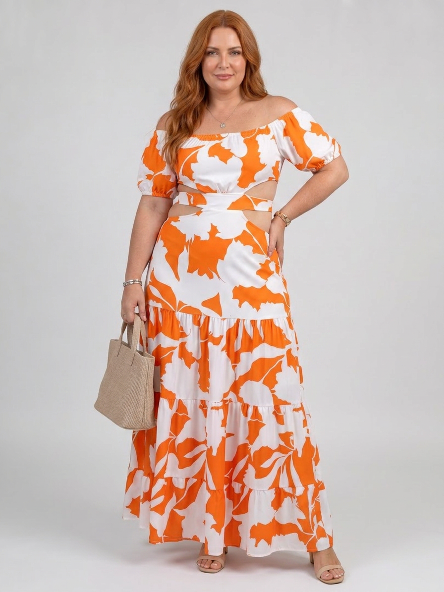 Cassia | Off Shoulder Cutout Midje Maxi Kjole