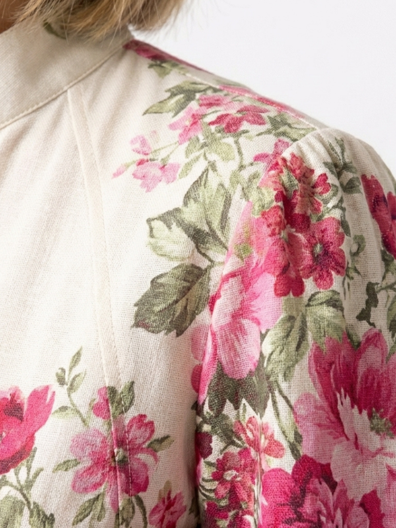Dahlia | Langermet blomstret belted maxi-kjole