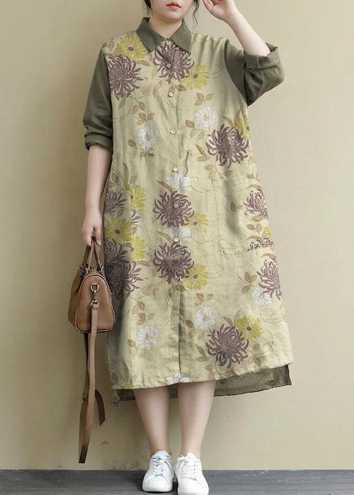 Isolde - Rød Lin Skjortekjole Casual Oversize Vår Maxi Kjoler