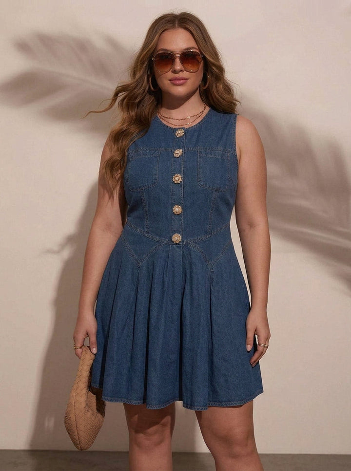 Astrid Uten Ermer Denim Kjole