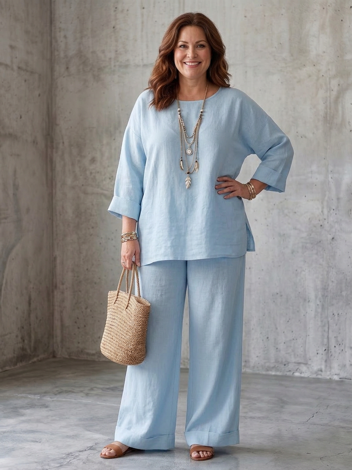 Isabeau | Oversized Tunika og Vide Bukser Sett