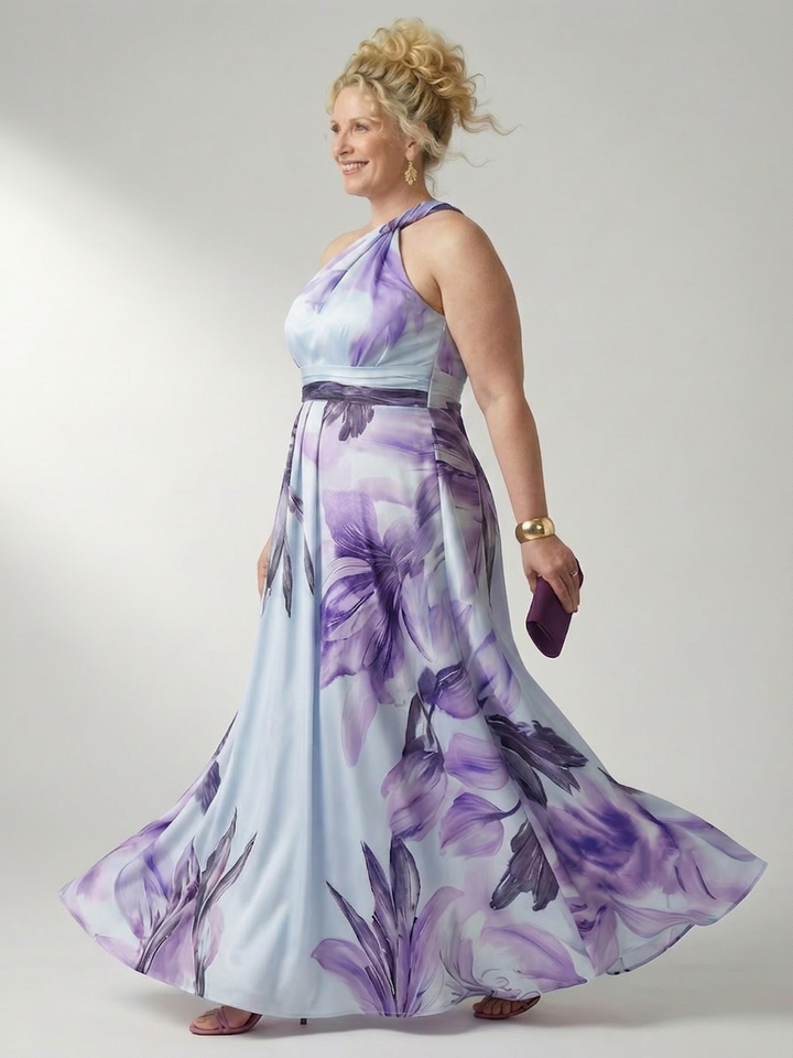 Rhea | Lys Blomstrete Maxi Kjole