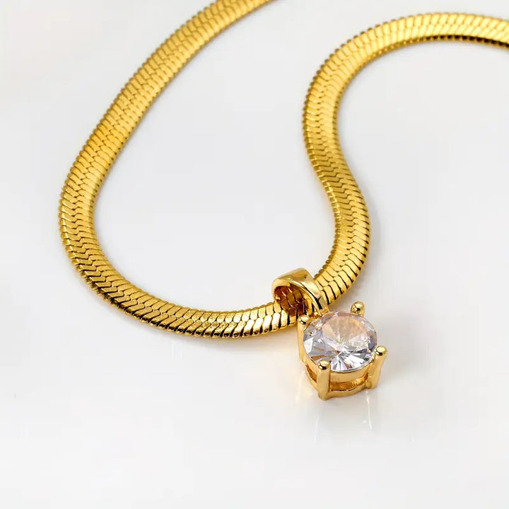 Elegant Rhinestone Pendel Halskjede | Gull