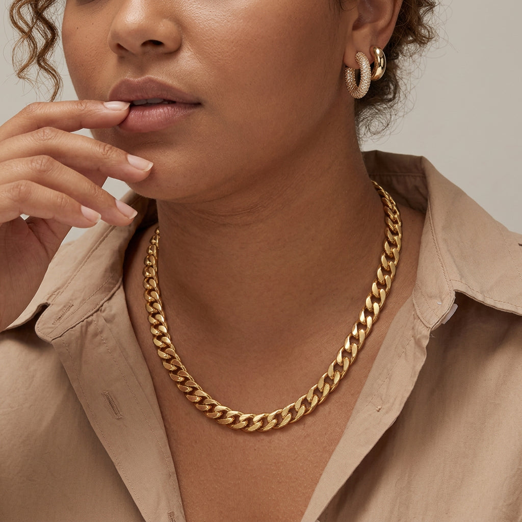 Genevieve Cuban Link Halskjede | Gull