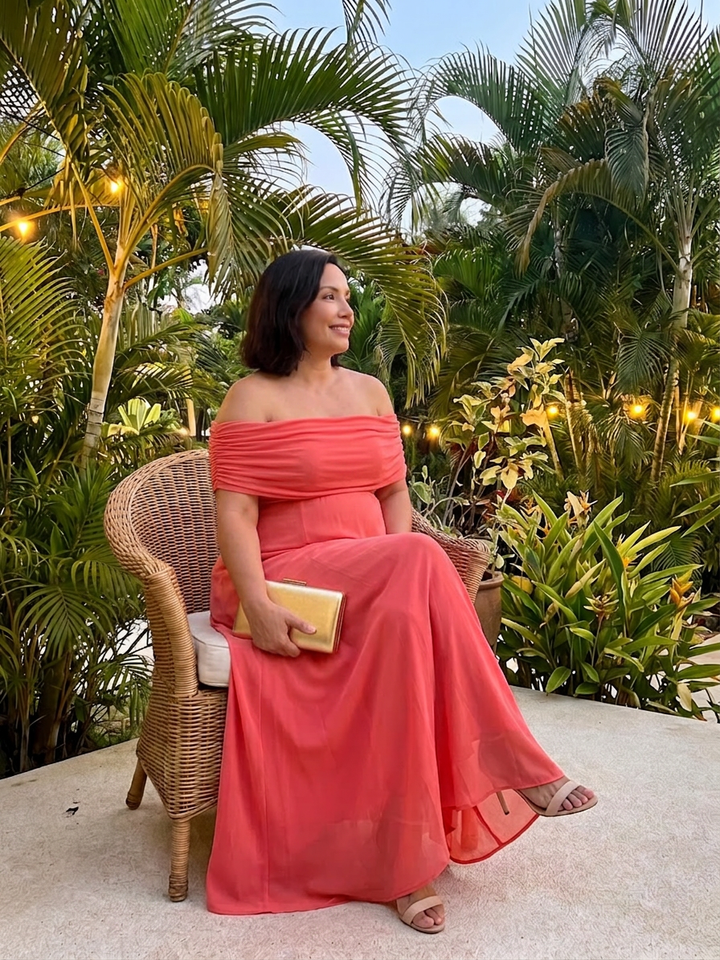 Astrid | Off Shoulder Draped Midi Dress