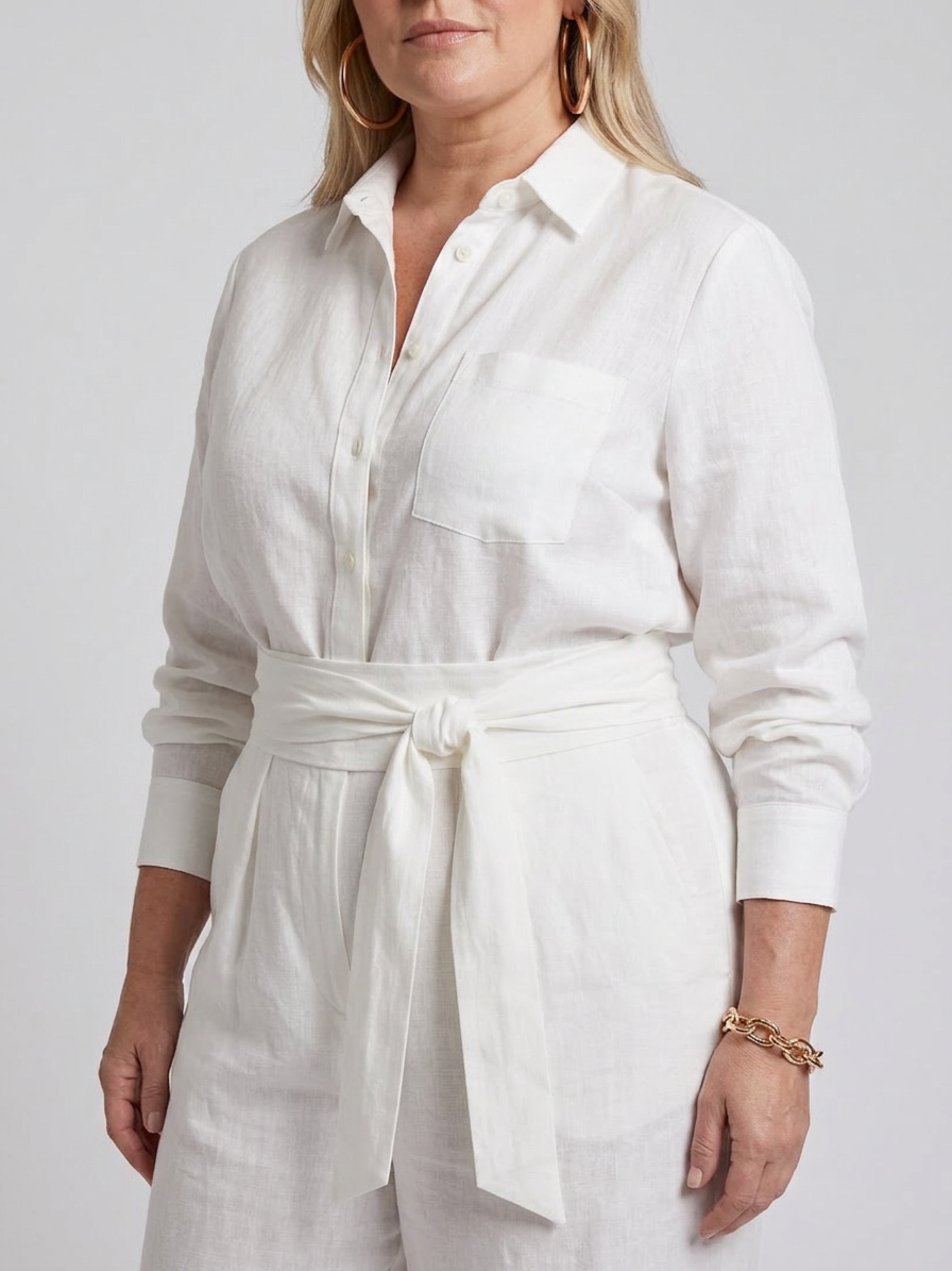 Bonnie | Langermet knapp-front bred ben jumpsuit