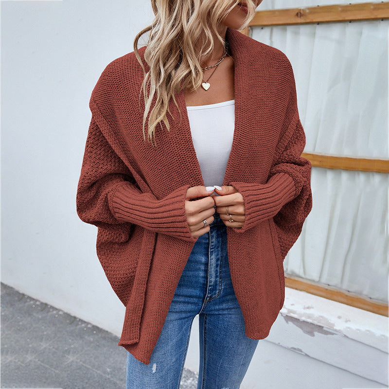 Oversized strikkecardigan med sjalkrage