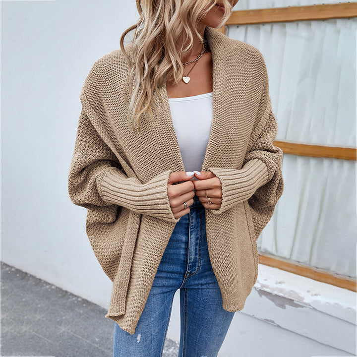 Oversized strikkecardigan med sjalkrage