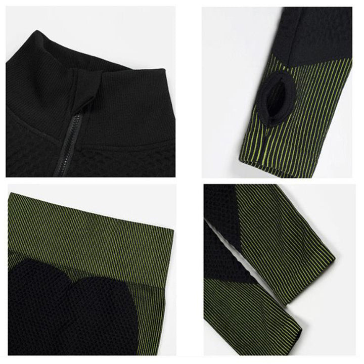 Sømløst treningssett med jakke og tights