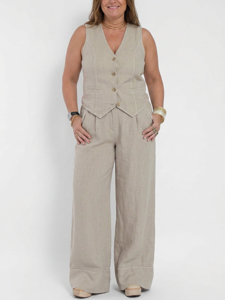 Seraphina – Koordinerende Sett Elegant To-Delt Med Vest &amp; Bukser Vid Bein