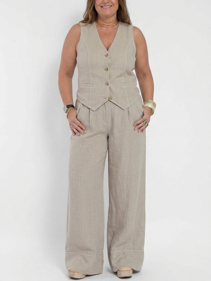 Seraphina – Koordinerende Sett Elegant To-Delt Med Vest &amp; Bukser Vid Bein