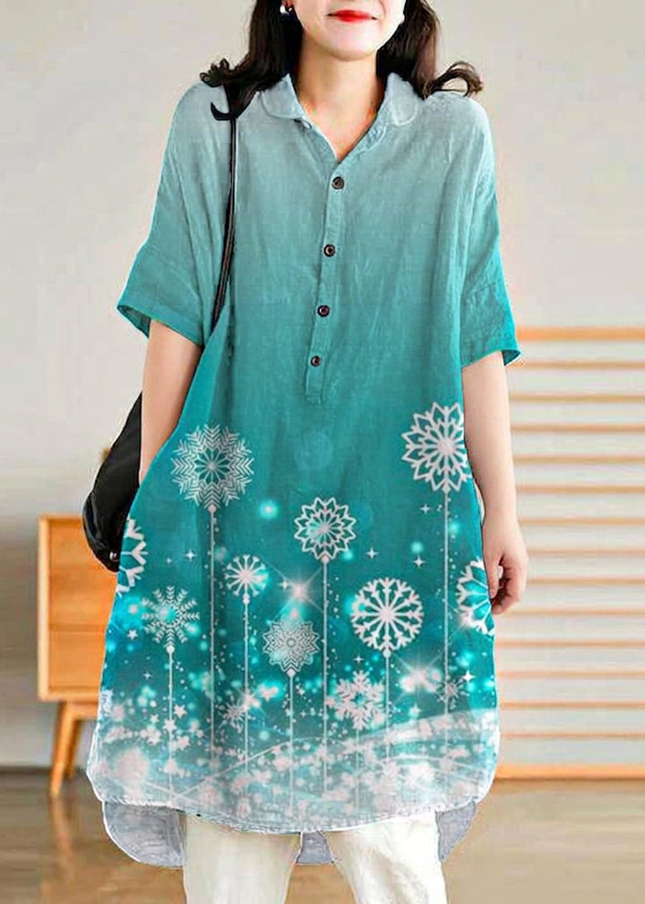 Sabine - Jade Grønn Lin Kvinne Casual Lin Skjorte Kjole